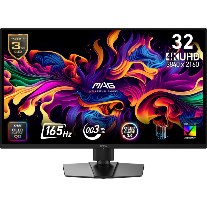 4711377319652Monitor MSI 31.5 " 3840 x 2160 pixels 4K Ultra HD Native aspect ratio 16:9 QD-OLED Flat MAG322UPQD-OLEDE16