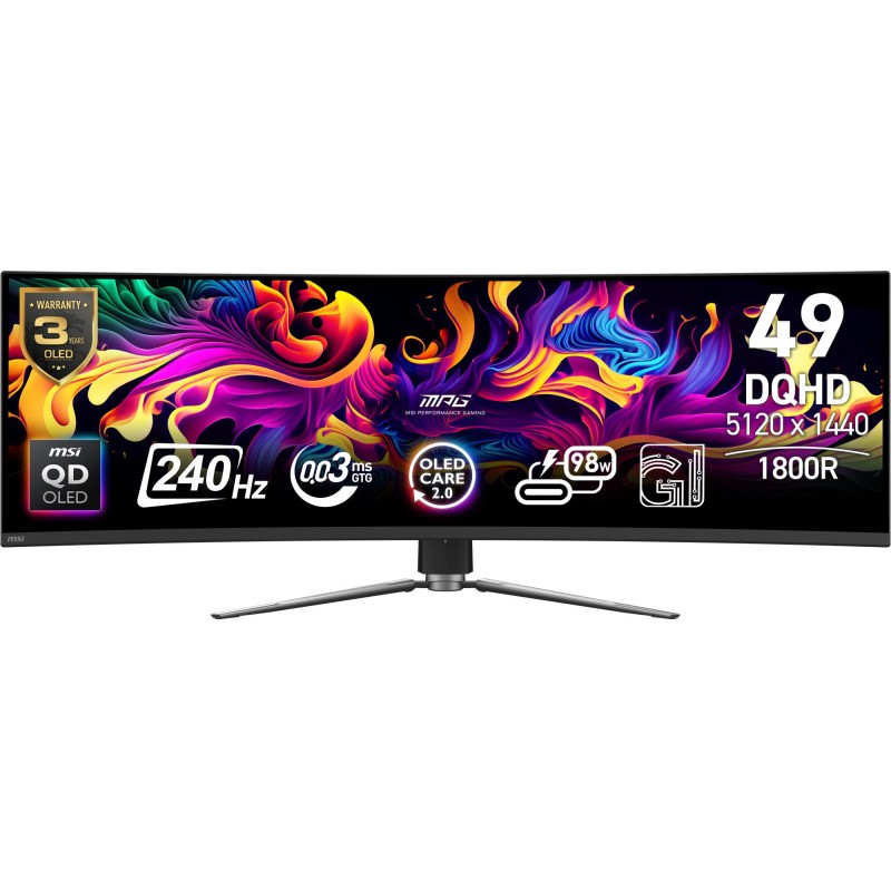 4711377237932Monitor MSI 49 " 5120 x 1440 pixels Dual QHD Native aspect ratio 32:9 QD-OLED Curved MPG491CQPXQD-OLED