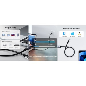 NETWORK CARD C18148AGY01-3M USB-C RJ-45 UNITEK