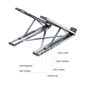 FOLDING LAPTOP STAND D1137AGY01 WITH HUB AND SD CARD READER UNITEK