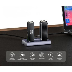 DISK DOCKING CLONING STATION S1243BGY01-EU 4 X M.2, 32 TB - 40 Gbps UNITEK