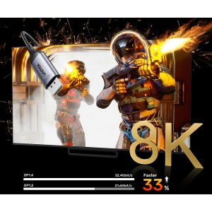DISPLAYPORT   HDMI ADAPTER V1611A01 15 cm, 8K UNITEK