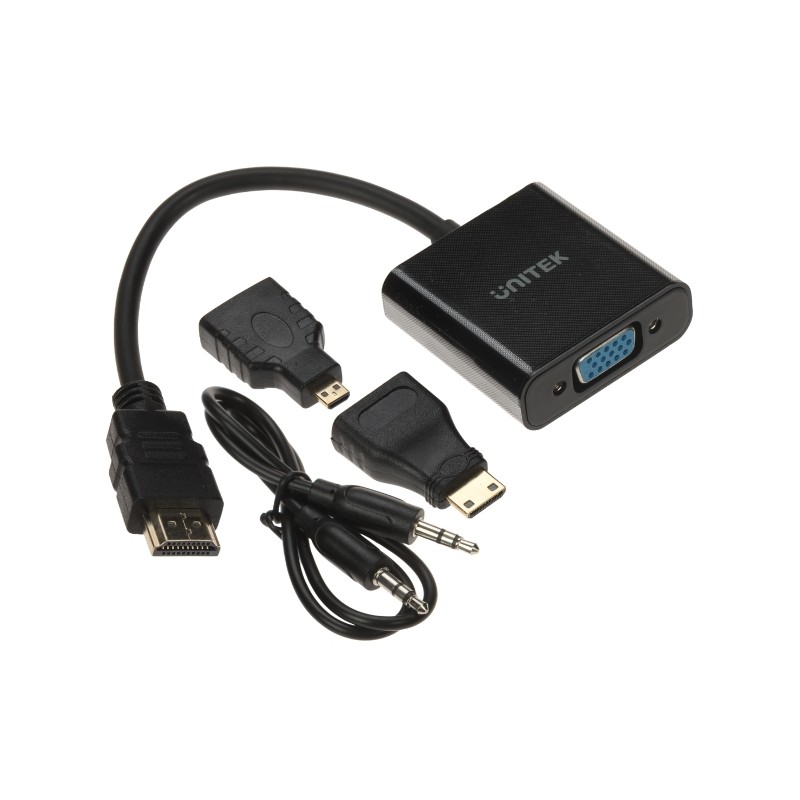 HDMI TO VGA CONVERTER Y-6355 + AUDIO + MICRO AND MINI HDMI ADAPTERS UNITEK