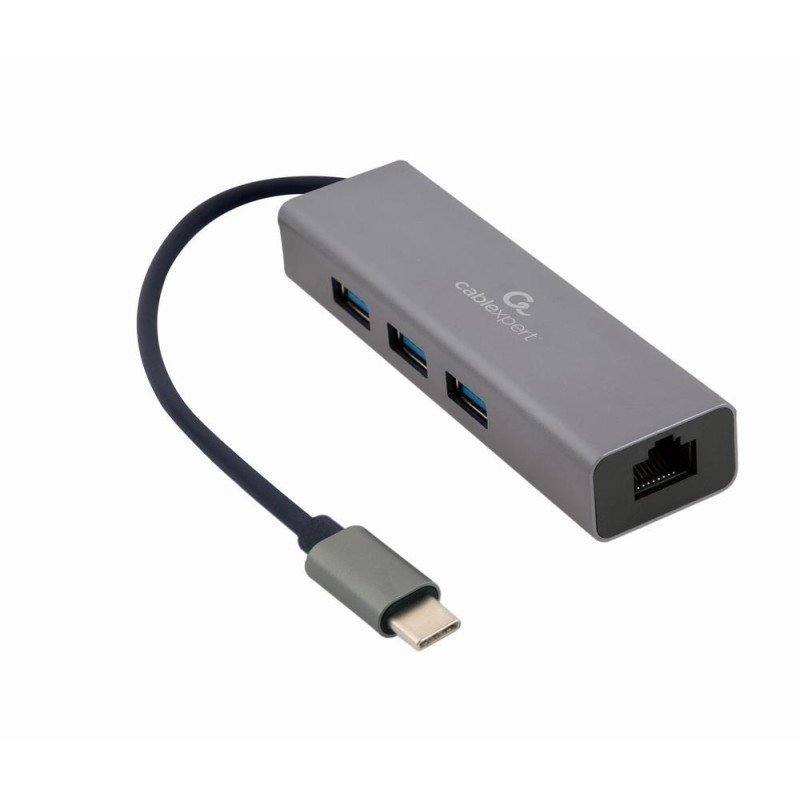 8716309120494I O ADAPTER USB-C TO LAN RJ45 USB HUB A-CMU3-LAN-01 GEMBIRD