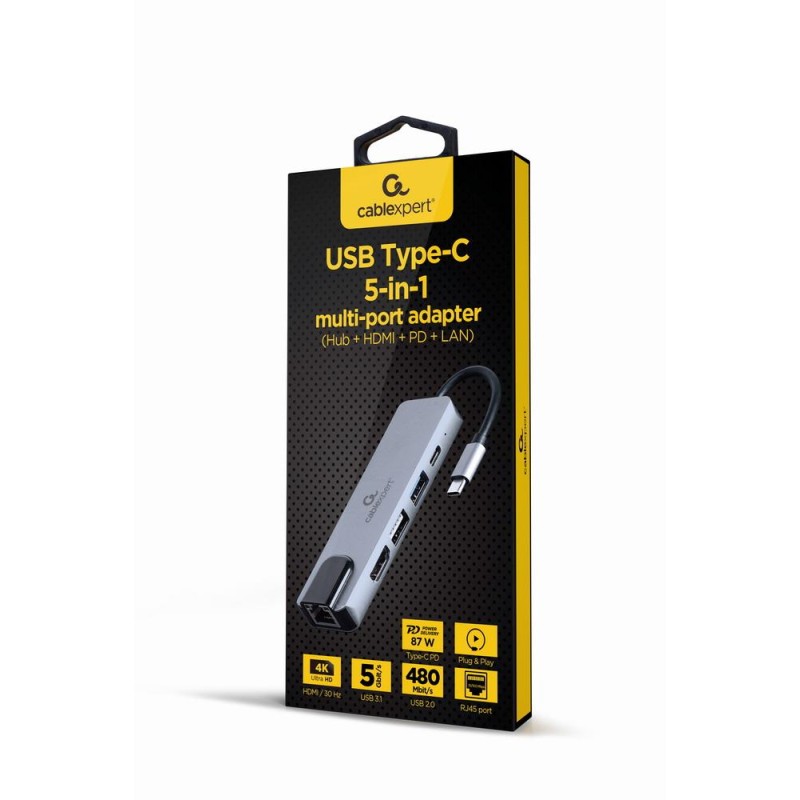 8716309124270I O ADAPTER USB-C TO HDMI USB3 5IN1 A-CM-COMBO5-04 GEMBIRD