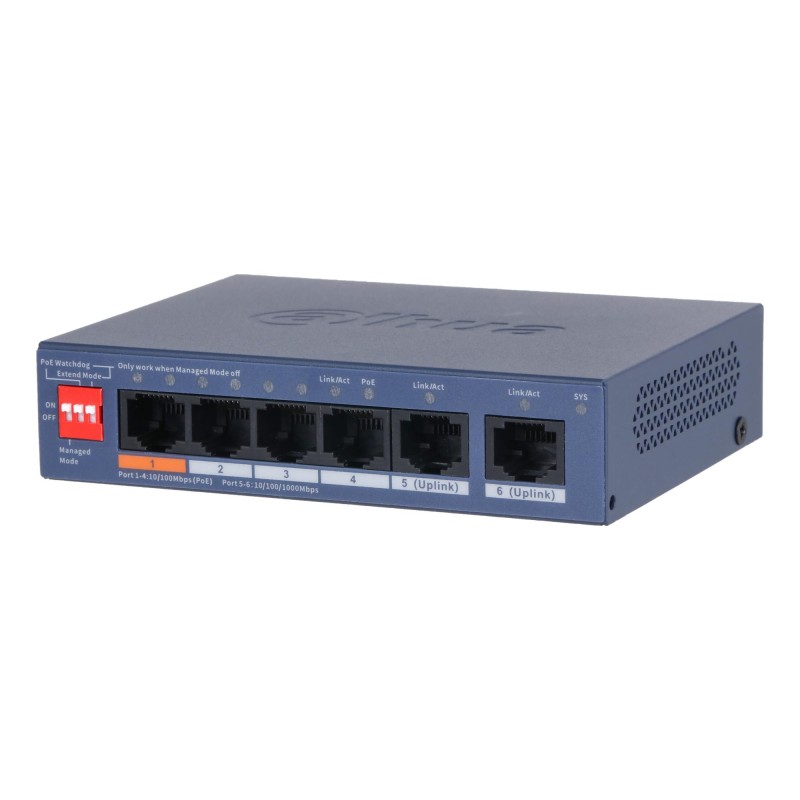 6939554921773Switch DAHUA DH-CS4006-4ET2GT-60 Switch layer L2 2xRJ-45 ports RJ-45 Ports Type Fast Ethernet (10 100) 4xGigabit Ethernet (coppe