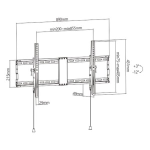 4603728443140TV VIDEO ACC WALL MOUNT PRO7M-B ONKRON