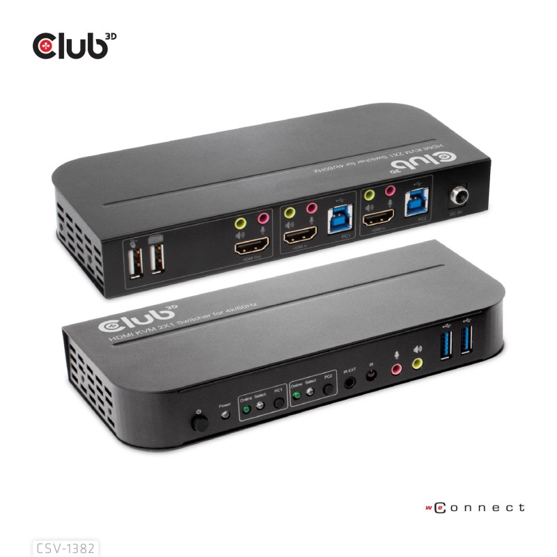 8719214472245KVM lüliti Club3D CSV-1382 2-port HDMI