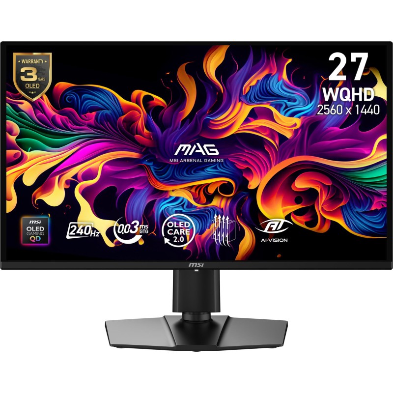 4711377373982Monitor MSI 26.5 " 2560 x 1440 pixels Wide Quad HD Native aspect ratio 16:9 QD-OLED Flat MAG274QPQD-OLEDX24
