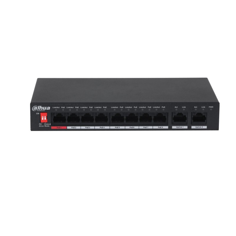 6923172507556Switch DAHUA PFS3010-8ET-96-V2 Desktop/pedestal PoE ports 8 96 Watts DH-PFS3010-8ET-96-V2