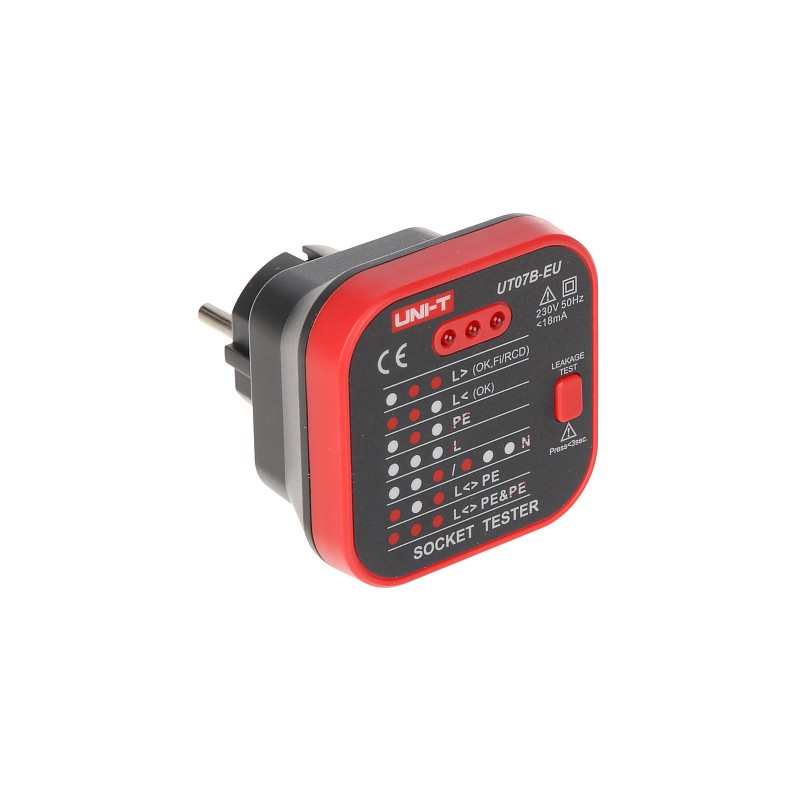 MAINS SOCKET TESTER WITH RCD CHECKING FUNCTION UT-07B-EU UNI-T MAINS SOCKET TESTER WITH RCD CHECKING FUNCTION UT-07B-EU UNI-T