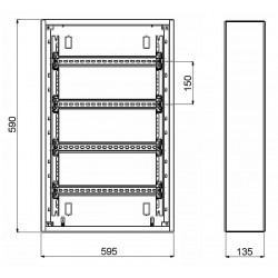 SURFACE-MOUNTING DISTRIBUTION CABINET 72-MODULAR LE-337203 XL sup 3 /sup S 160 LEGRAND