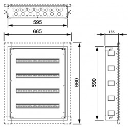 FLUSH-MOUNTING DISTRIBUTION CABINET 72-MODULAR LE-337223 XL sup 3 /sup S 160 LEGRAND