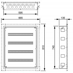 FLUSH-MOUNTING DISTRIBUTION CABINET 96-MODULAR LE-337224 XL sup 3 /sup S 160 LEGRAND