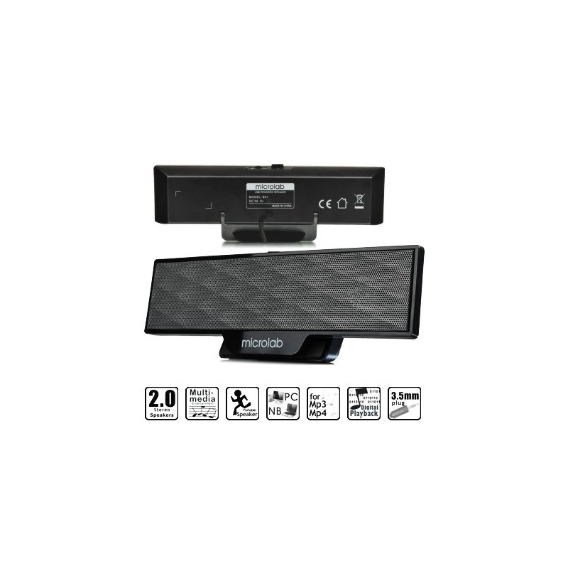 Microlab B 51 Black 4 W Portable speaker Output power: 4 Watt RMSPower distribution: 2 Watt x 2Harmonic distortion: 5% 1 W 1 kHz