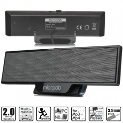 Microlab B 51 Black 4 W Portable speaker Output power: 4 Watt RMSPower distribution: 2 Watt x 2Harmonic distortion: 5% 1 W 1 kHz