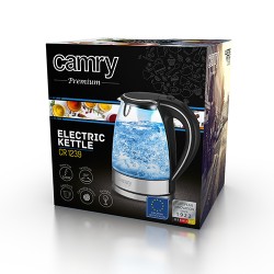 Camry Kettle CR 1239 Electric 2000 W 1.7 L Glass 360 rotational base Black
