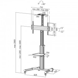 Logilink BP0025 TV stand cart, adjustable TV height, 37 70 , max. 50 kg Logilink Floor stand BP0025 30-70 " Maximum weight (capa