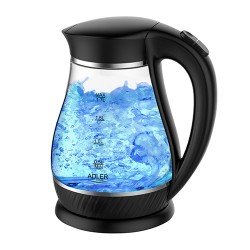 Adler Kettle AD 1274 Standard 2200 W 1.7 L Plastic/Glass 360 rotational base Black/ transparent