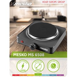 Mesko Hob MS 6508 Number of burners/cooking zones 1 Temperature of heating can be smoothly adjusted with thermostat temperature 