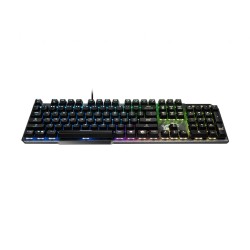 MSI GK50 Elite Gaming keyboard Operating system: Windows 10 / 8.1 / 8 / 7 1.8 m USB cable RGB LED light US Wired Black/Silver