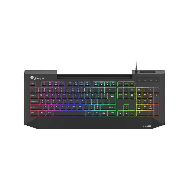 Genesis LITH 400 Gaming keyboard Number of backlight modes: 9 Response time: 8 ms Wrist rest RGB LED light US Wired
