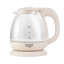 Adler Kettle AD 1283C Electric 900 W 1 L Glass/Stainless steel 360 rotational base Cream