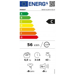 INDESIT Washing machine BWSA 61294 W EU N Energy efficiency class C Front loading Washing capacity 6 kg 1151 RPM Depth 42.5 cm W