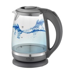 Adler | Kettle | AD 1286 | Standard | 2200 W | 2 L | Plastic/Glass | 360 rotational base | Grey/ transparent