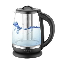 Camry | Kettle | CR 1290 | Standard | 2200 W | 2 L | Plastic/glass | 360 rotational base | Black/Transparent