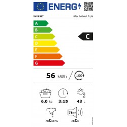 INDESIT | BTW S60400 EU/N | Washing machine | Energy efficiency class C | Top loading | Washing capacity 6 kg | 951 RPM | Depth 