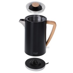 Adler | Kettle | AD 1347b | Electric | 2200 W | 1.5 L | Stainless steel | 360 rotational base | Black