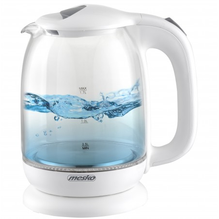 Mesko | Kettle | MS 1302w | Electric | 2200 W | 1.7 L | Glass | 360 rotational base | White