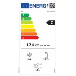 LG | GBV7280CEV | Refrigerator | Energy efficiency class C | Free standing | Combi | Height 203 cm | No Frost system | Fridge ne